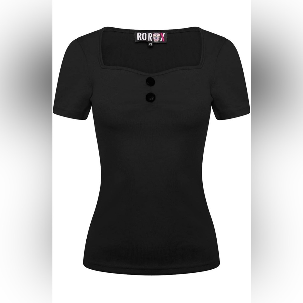 Ruby Rox Black Pinup Top Medium - Picture 4 of 7